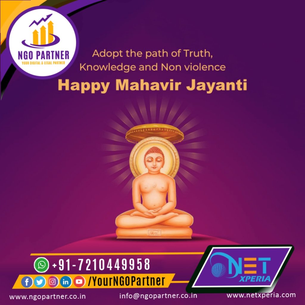 ngo_partner's tweet photo. ।। NGO Partner, Net Xperia ।।
Happy Mahavir Jayanti
#HappyMahavirJayanti #NGORegistration #80GRegistration #12ARegistration #DigitalPartner #LegalPartner #ChildHealthcareNGOInIndia #WashYourHand #CleanDesinfect #HealthCareNGOInIndia #NGOIndia #YourNGOPartner #NetXperia #WebDev https://t.co/Zibcectb7W