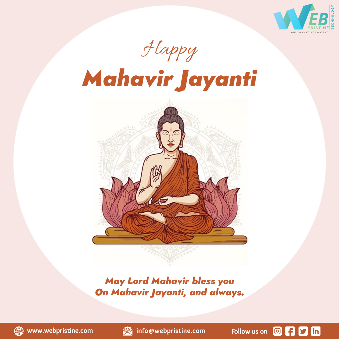 WebpristineTech's tweet photo. Webpristine Technology prays that may Lord Mahavira blesses you abundantly and fill your life with health, wealth and success.
Wishing you and your family a very happy Mahavir Jayanti.
#MahavirJayanti #celebration #humanity
#lordmahavir #success #health #happiness #Webpristine https://t.co/cdF962E6Tk