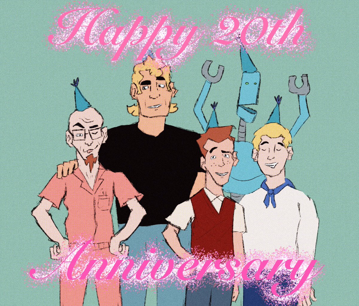 isopodder's tweet photo. drawing for venture bros 20th anniversary back in February 

#venturebros #vbros #theventurebros #brocksamson #rustyventure #drventure #deanventure #hankventure #venturebroshelper #goteamventure https://t.co/XsQXRZChyT
