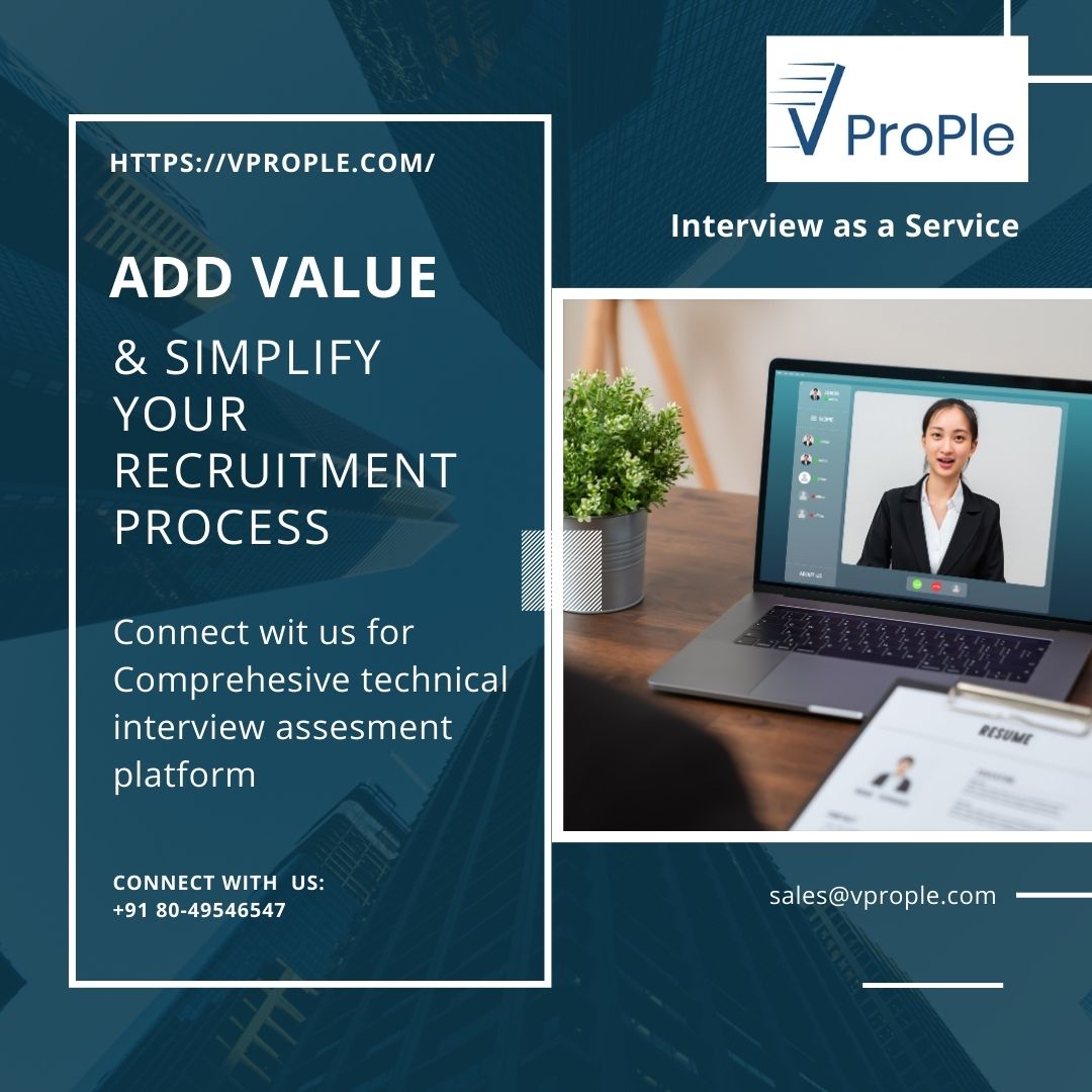 VProp1e's tweet image. ADD value &amp;amp; simplify your recruitment process
Connect with us for a Comprehensive technical interview assessment platform
Connect with us: +91 80-49546547
vprople.com
sales@vprople.com
#interviewasaservice #technicalinterviewasaservice
#techtalentassessmentplatform