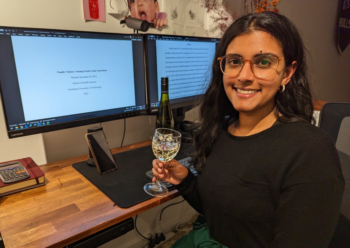 HeshaniD's tweet photo. I'm excited to share that yesterday I submitted my clinical psychology PhD thesis on "Family Violence Amongst South Asian Australians"!

Can I say #PhDone -ish? #phdlife https://t.co/01ILJaVWgz
