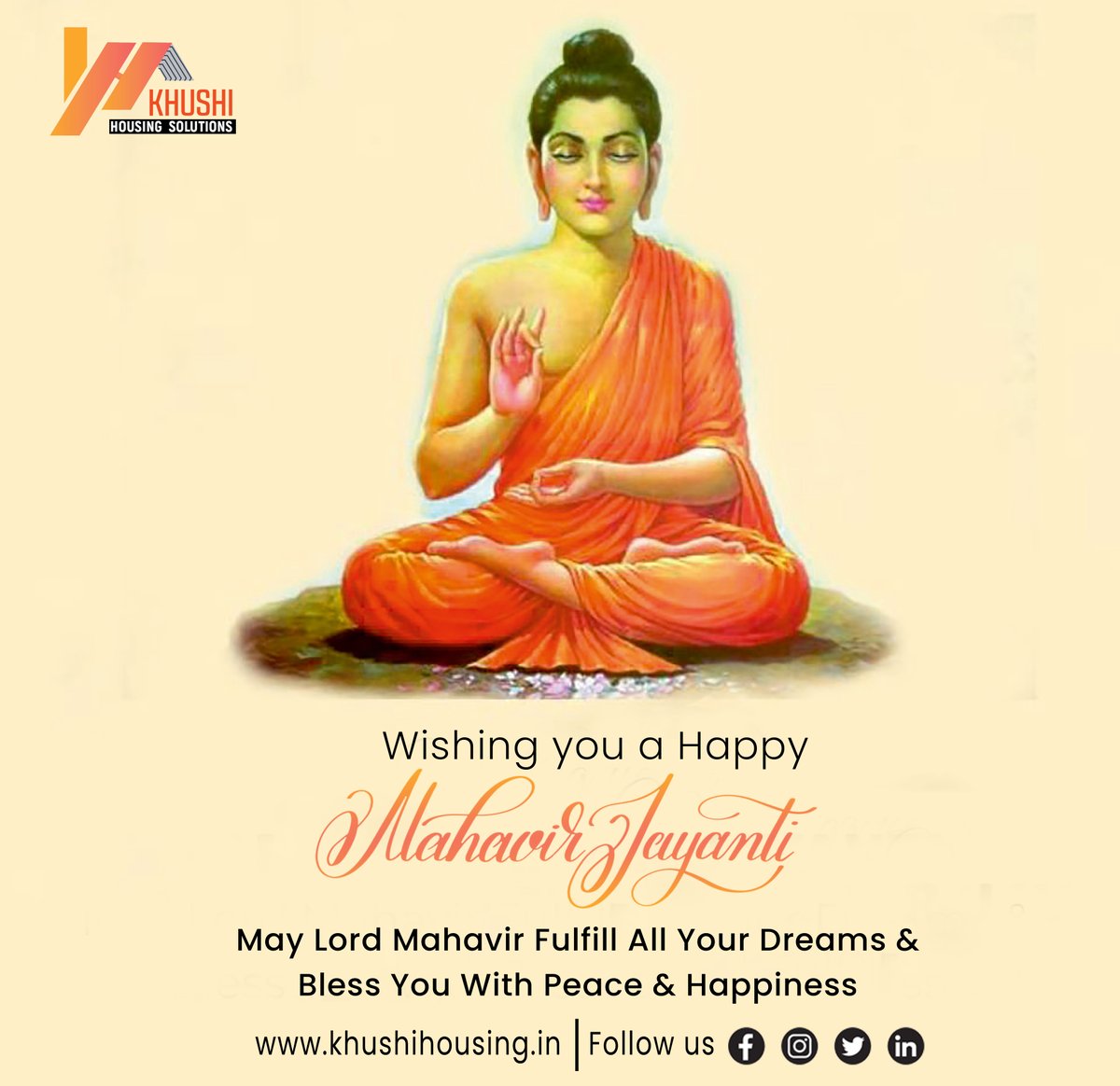 khushi_housing's tweet photo. Wishing you a
HAPPY MAHAVIR JAYANTI

May Lord Mahavir Fulfill All Your Dreams &amp;
Bless You With Peace &amp; Happiness https://t.co/iffvGsI9oc