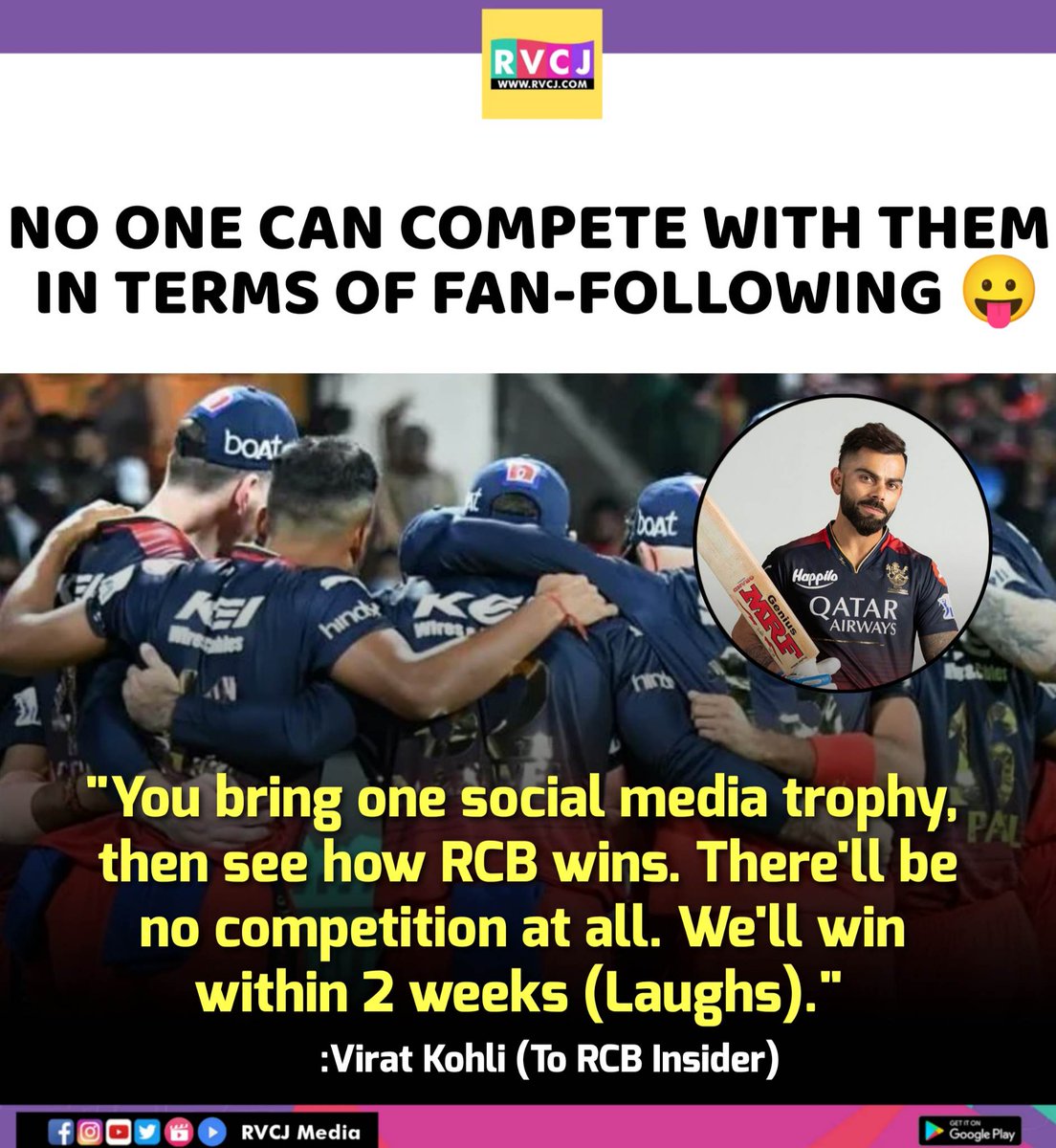 RVCJ_FB's tweet photo. Virat Kohli on Social Media Trophy 😛 https://t.co/gDic1ifCsO