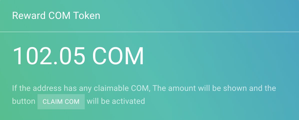 We kindly inform you that you can claim your $COM reward by accessing the reward button available on the website. If you have any claimable $COM, the amount will be displayed, and the button will become active.

compound.bond

#BTC #ETH #DeFi #DOGE #Airdrop #crypto
