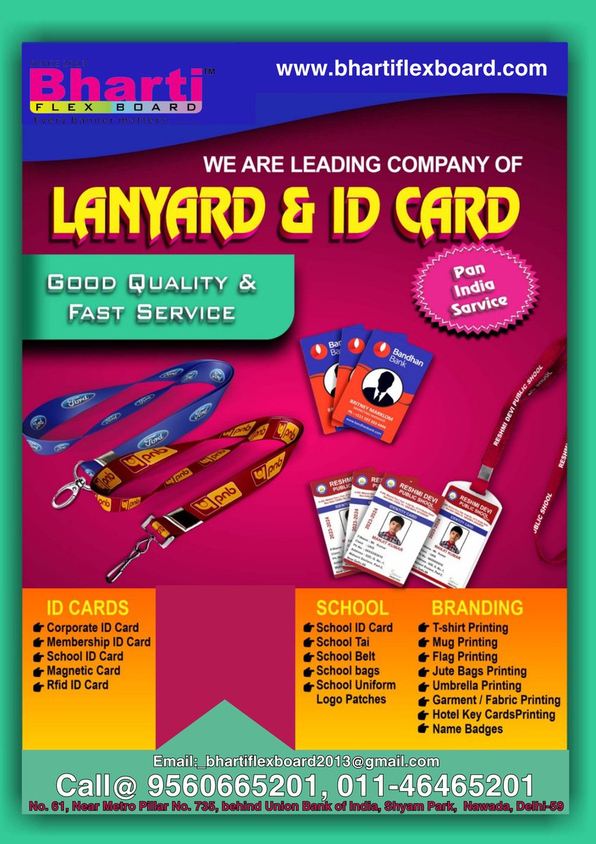 bharti_flex's tweet image. Make a statement and stand out from the crowd with Bharti Flex Board's custom lanyards. Order now and elevate your company's brand identity! #CustomLanyards #BrandIdentity #BhartiFlexBoard