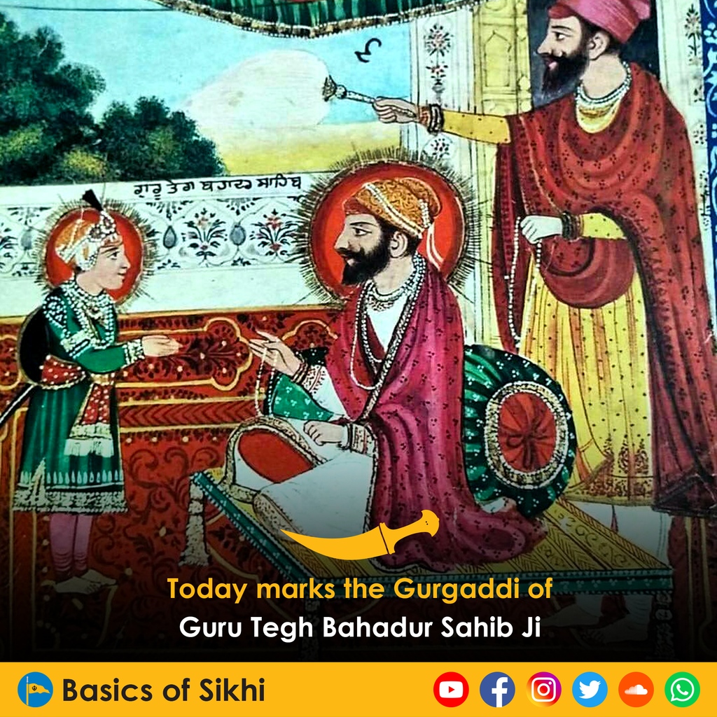 everythings_13's tweet photo. Today marks the Gurgaddi Divas (Guruship) of Guru Tegh Bahadur Sahib Ji, the Ninth Form of Guru Nanak Dev Sahib Ji Maharaj.

#GuruTeghBahadurJi #Gurgaddi #OnThisDay #Sikhi #KingofKings #GuruNanakDevJi #Guru #BasicsofSikhi #ArmYourselfWithKnowledge https://t.co/0MedpxDEyJ