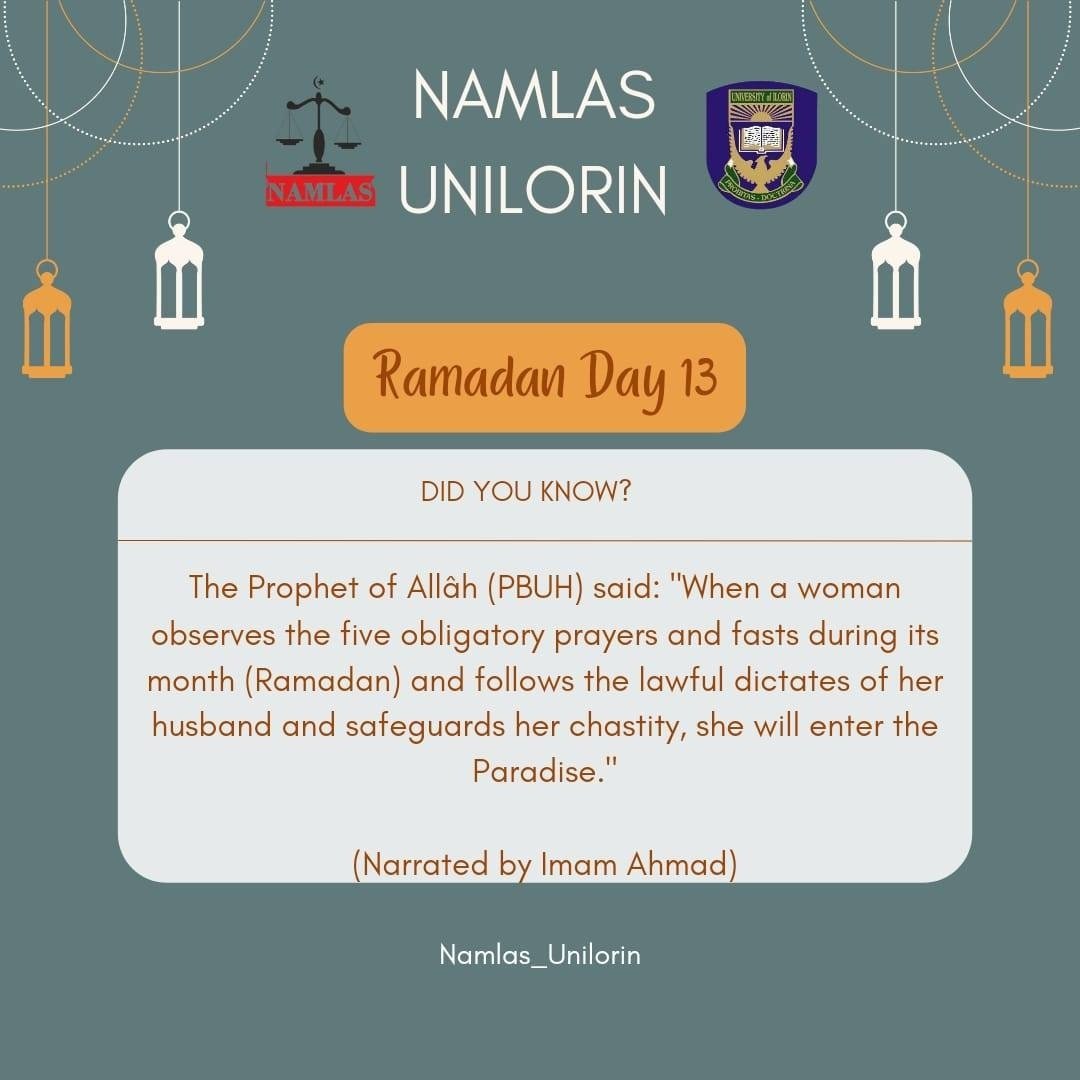 UnilorinNamlas's tweet photo. #RamadanMubarak
#RamadanDay13
#NAMLASUNILORIN https://t.co/zwjUaz6qTG