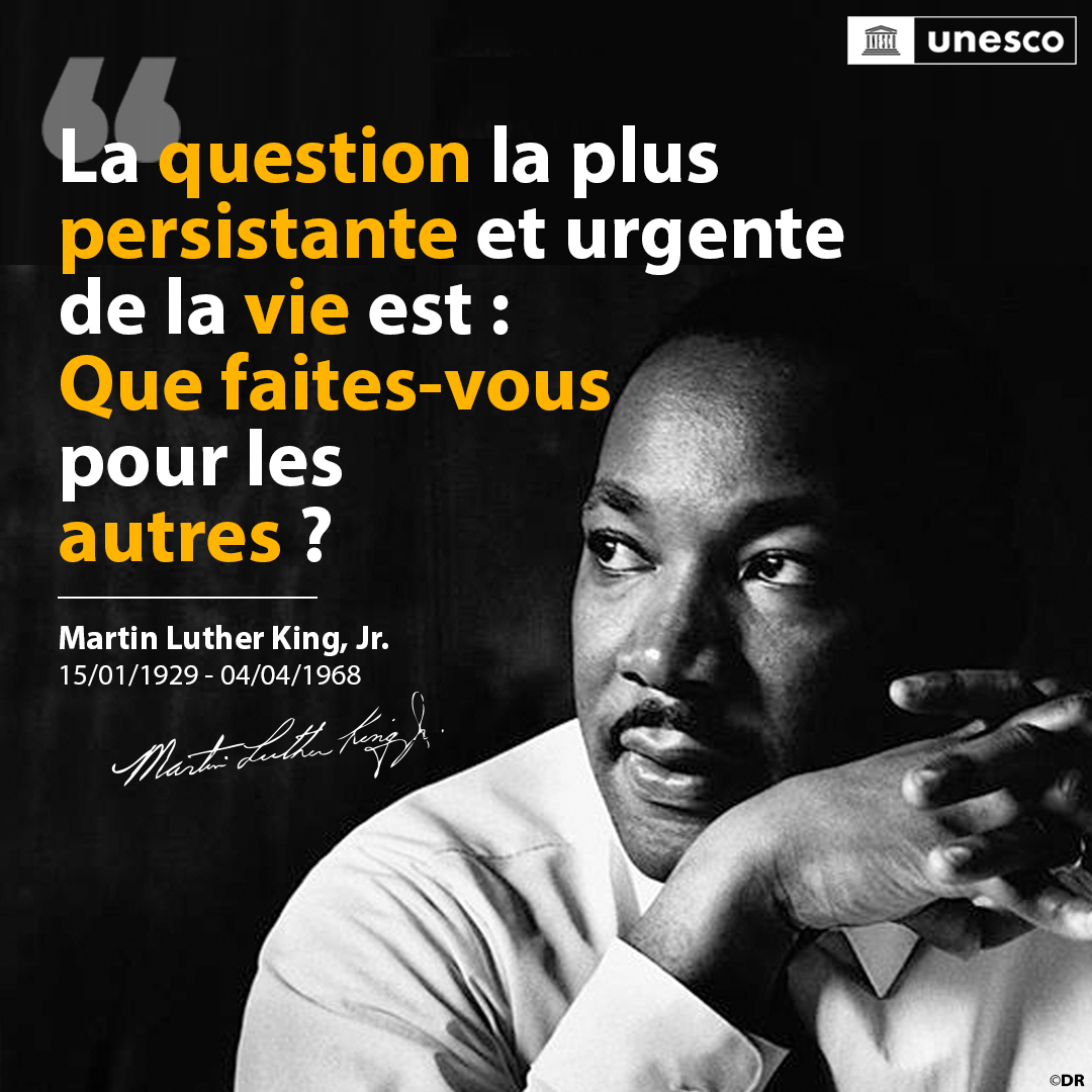 Tolérance. Justice. Dignité. Paix. Le rêve se poursuit. Hommage à Martin Luther King Jr, assassiné #EnCeJour en 1968 à l'âge de 39 ans.🕊️ Apprenez-en plus dans l’@UNESCOCourier : on.unesco.org/2IW0XGn