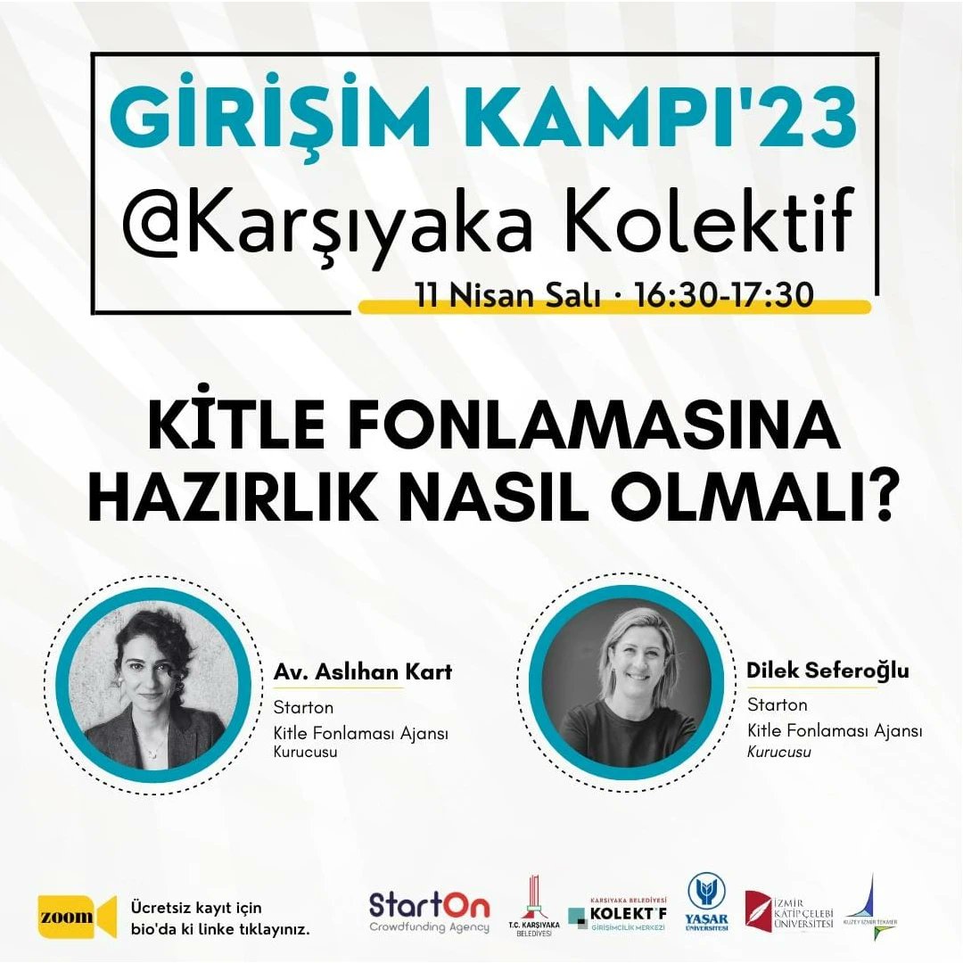 startoncoop's tweet photo. 11 Nisan'da "Kitle Fonlamasına Hazırlık Nasıl Olmalı?" oturumunda Girişim Kampı'23'teyiz.

Dilek Seferoğlu
StartOn Crowdfunding Agency

#crowdfunding #kitlefonlamasi #starton #startoncfa #startoncrowdfundingagency #startonkitlefonlamasıajansı #karşıyakakolektif #girişimkampı23 https://t.co/ZNm2ek1l8Z