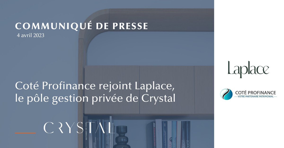 [Communiqué de presse] 📢 COTÉ PROFINANCE, cabinet de conseil en gestion de patrimoine à Rennes et Saint-Brieuc, rejoint Laplace, le pôle de gestion privée de Crystal : groupe-crystal.com/actualites/acq…