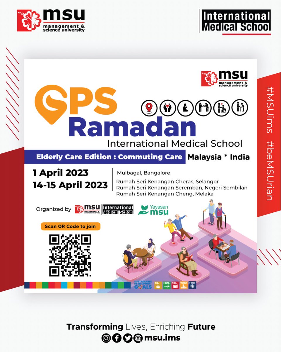 Come and join our GPS Ramadan 2023.. Elderly Care edition : Commuting care this year will involve a convoy to 3 different Rumah Sri Kenangan (Elderly Home). 

#MSUmalaysia
#beMSUriansa
#Ramadankindness
#IhyaRamadan2023