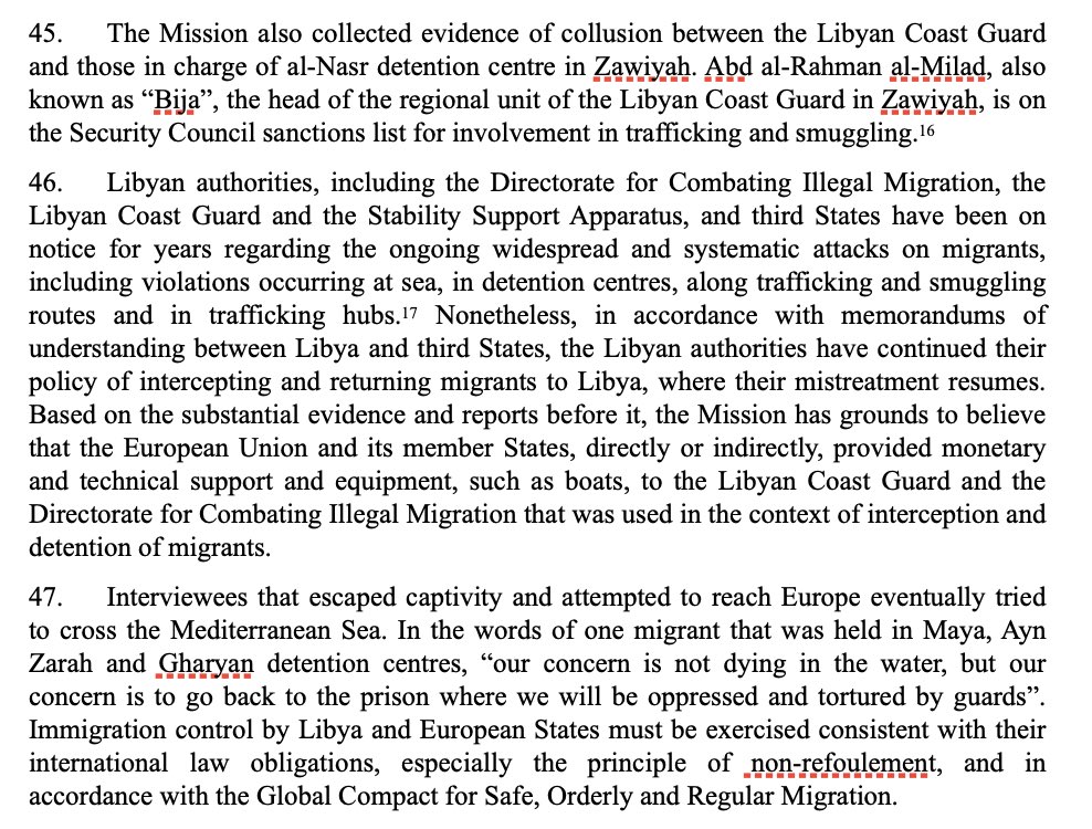 sallyhayd's tweet photo. From the UN Independent Fact-Finding Mission on Libya's final report (from last week) on the human rights situation there. People who have read my book, please read this too: look at how much is known & how things are carrying on. The suffering continues. https://t.co/p1lWwbWuAD https://t.co/AcJwZdxiJj