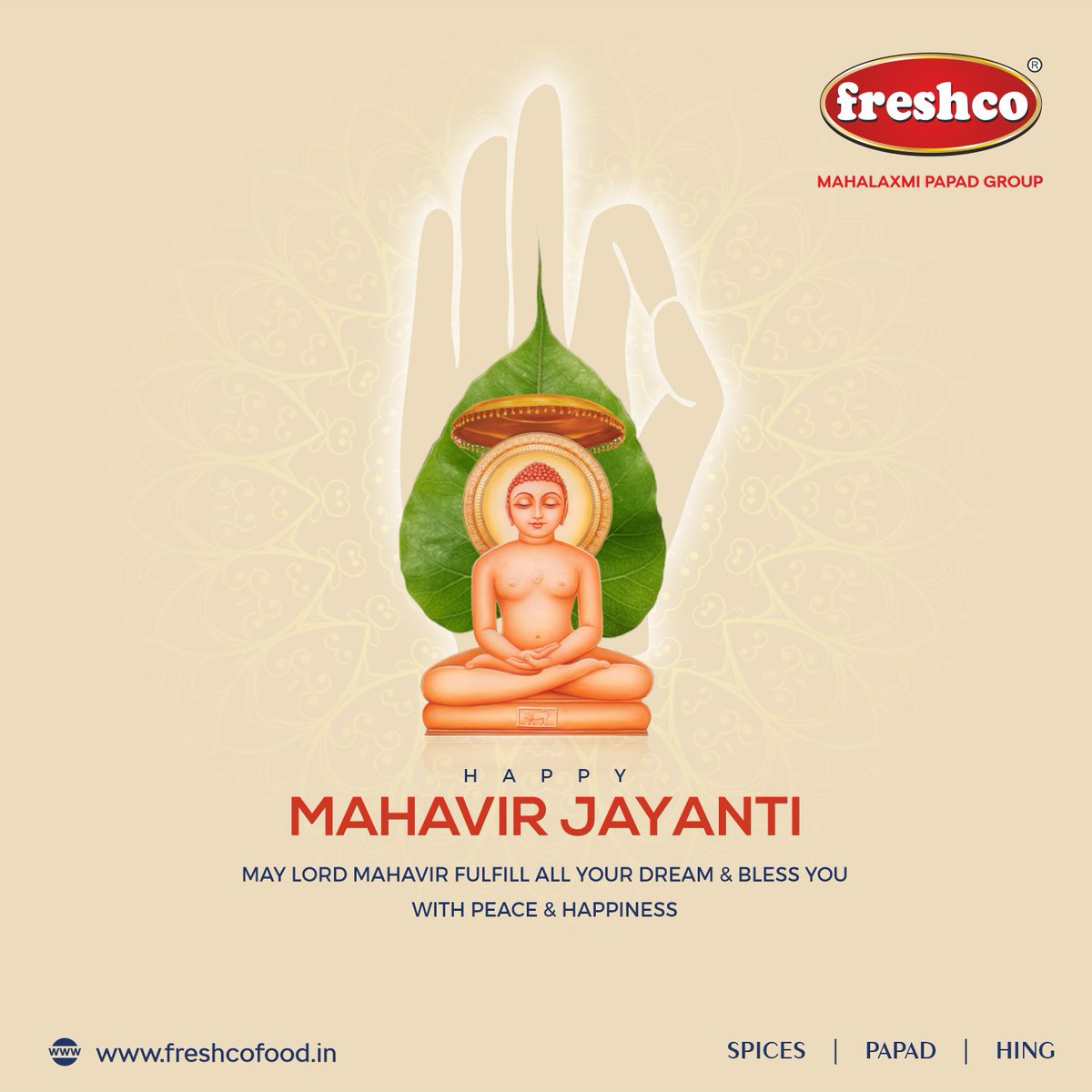 FreshcoFood's tweet photo. On the auspicious day of Mahavir Jayanti, let's take the oath of maintaining peace, harmony, and equality. Wishing you and your family a very #HappyMahavirJayanti

👉 To discover our range of products visit: https://t.co/lFtyByQfet 

#MahavirJayanthi #LordMahavir  #Freshco https://t.co/LFAovkarlo