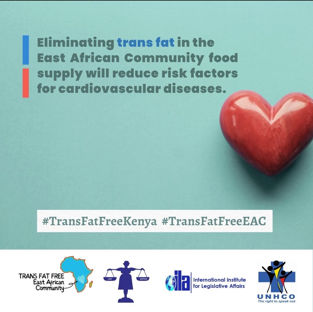 Industrially-produced trans fat is a man-made harmful compound found in foods, fats and oils. Increased intake of trans fat (>1% of  total energy intake) is associated with increased risk of coronary heart disease mortality and events.
#TransFatFreeEAC
#RegulateTransFatNOW