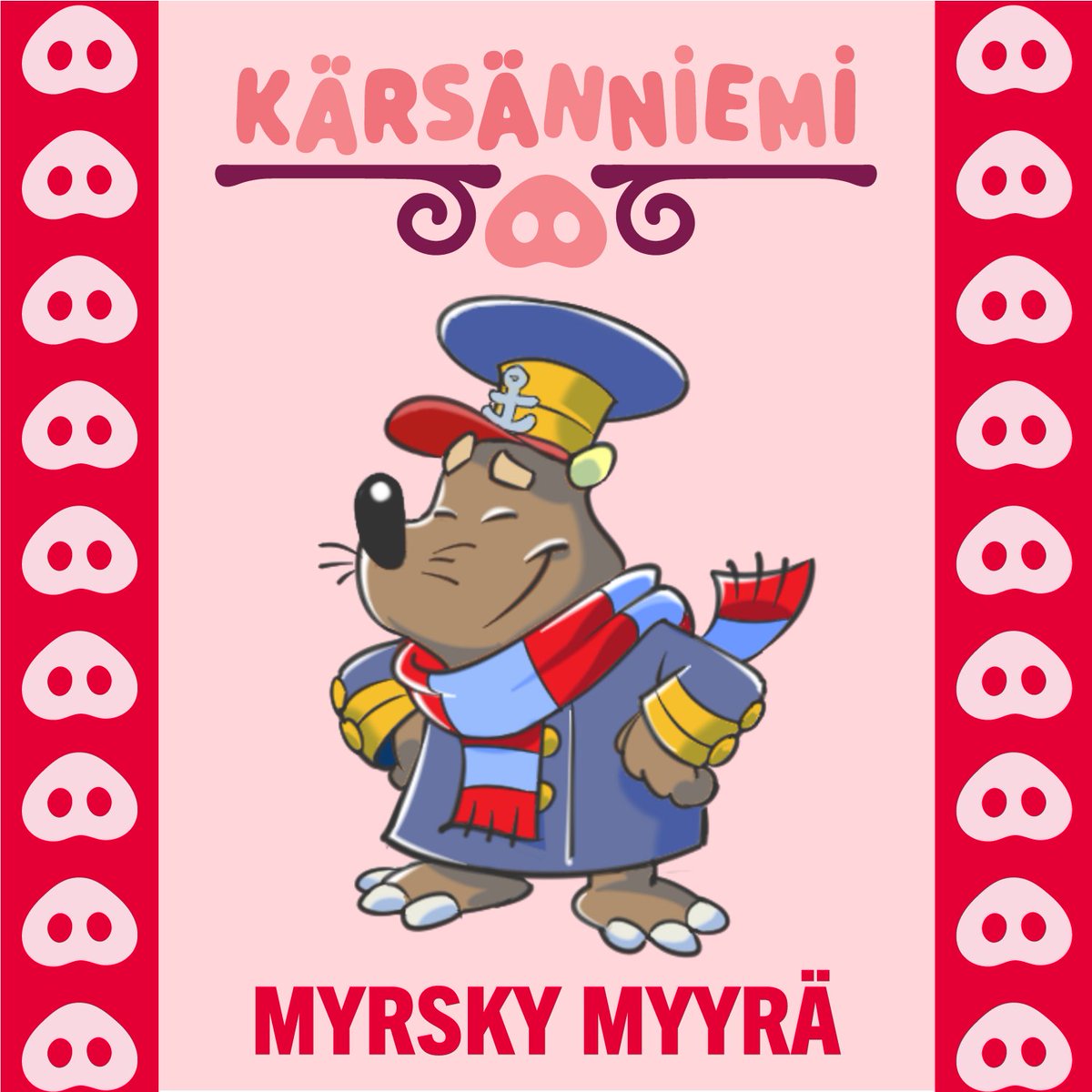 Hiiohoi! Minä olen Myrsky Myyrä, Karkkilaivan kapteeni. 🍬⚓ Tehtävänäni on vastata Kärsänniemen herkkukuljetuksista. Toimin myös Kärsänniemen majakanvartijana. Tulethan tapaamaan minua Karkkilaivaan ja Majakalle Kärsänniemen avajaisissa? 🤗karsanniemi.fi #kärsänniemi