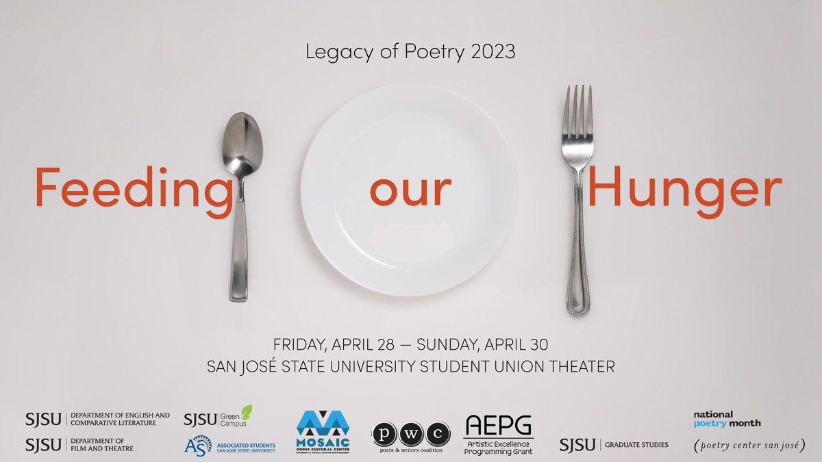 SJSU Annual Legacy of Poetry Festival continues its longstanding tradition of presenting readings and panels exploring various aspects of poetry and poetics.
April 28-30. For more info visit bit.ly/3KbrU8g
#dtsj #sjsu #Legacyofpoetry #SJSU #408Creates #PoetryMonth