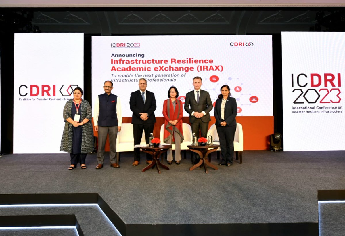 cdri_world's tweet photo. Launch of Infrastructure Resilience Academic eXchange (IRAX) at the stage setting session - Pathways for Delivering Resilient and Inclusive Infrastructure @ICDRI2023 https://t.co/BVUFDhxQsg