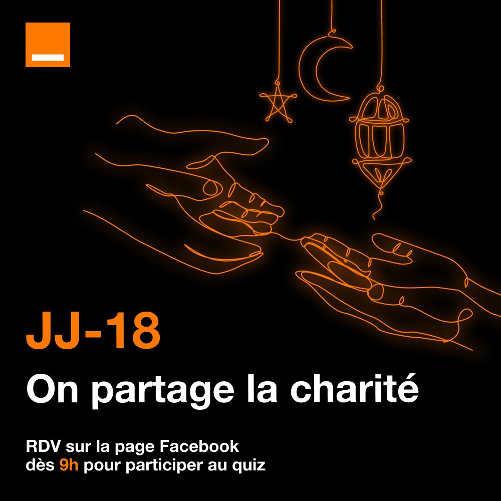 Orange_Cameroun's tweet photo. JJ-18 avant la clôture du mois de Ramadan.
Avec vous, nous partageons la charité🥰
----
DD-18 until the end of the Ramadan.
We are sharing kindness with you🥰
#Ramadan2023
#MaxdePartage
#MaxSharing https://t.co/uChpIVCDtn