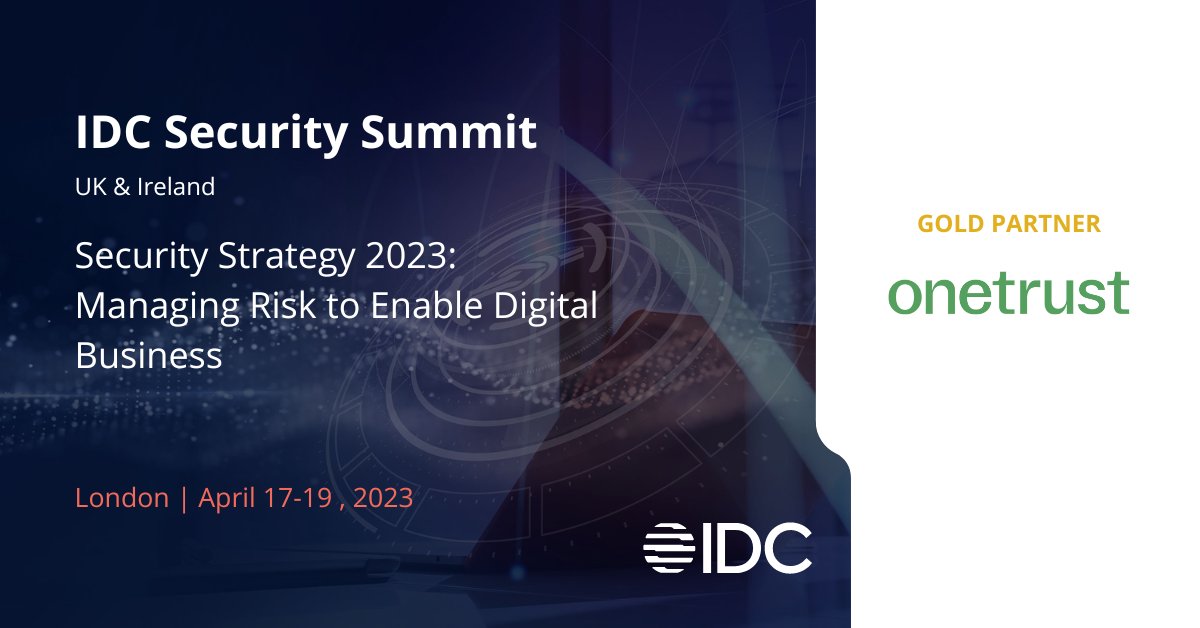 Meet our gold partner <a href="/OneTrust/">OneTrust</a> at our UK #Security Summit in London mid-April.
👉idc.com/eu/events/7027…👈

 #IDCUKSecurity23