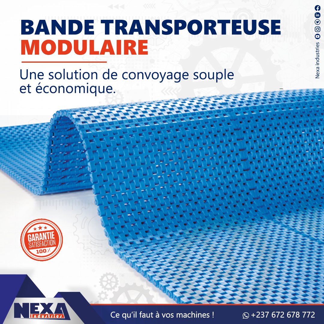 Nexa_Industries's tweet photo. BANDE TRANSPORTEUSE MODULAIRE
Utilisé dans tous les secteurs, la bande transporteuse modulaire est une bande plastique plus légère que les autres.
#bandetransporteuse #bande #modulaire #bandemodulaire
#solutions #econmique #convoyage #souple #nexaindustries #Cameroun https://t.co/FnJGZZIHQI