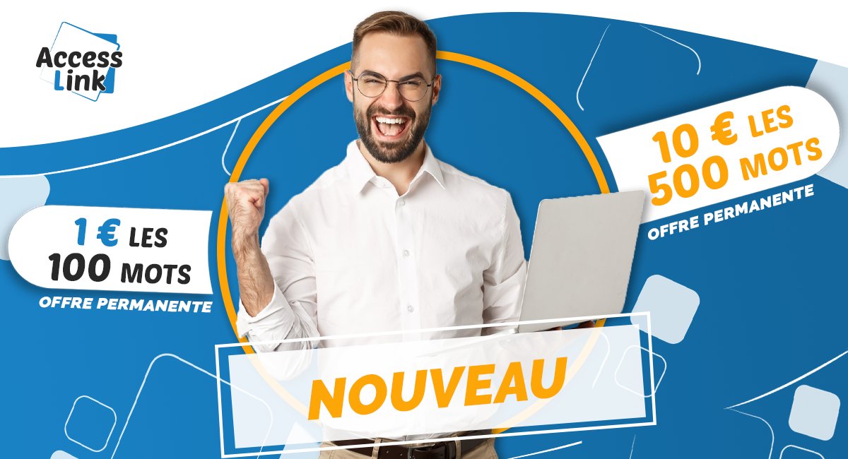 🔗 AccessLink - Backlinks dès 3 € 🔗 (@access_link) on Twitter photo 🚨 C'est officiel, AccessLink allonge ses articles !
On passe de 300 à 500 mots, toujours pour 10 € 🔥
Et comme si ça ne suffisait pas, on a aussi baissé les prix sur les mots supplémentaires ! 💸
Les rédacteurs chauffent leurs plumes...
#SEO #Netlinking 🚨 C'est officiel, AccessLink allonge ses articles !
On passe de 300 à 500 mots, toujours pour 10 € 🔥
Et comme si ça ne suffisait pas, on a aussi baissé les prix sur les mots supplémentaires ! 💸
Les rédacteurs chauffent leurs plumes...
#SEO #Netlinking