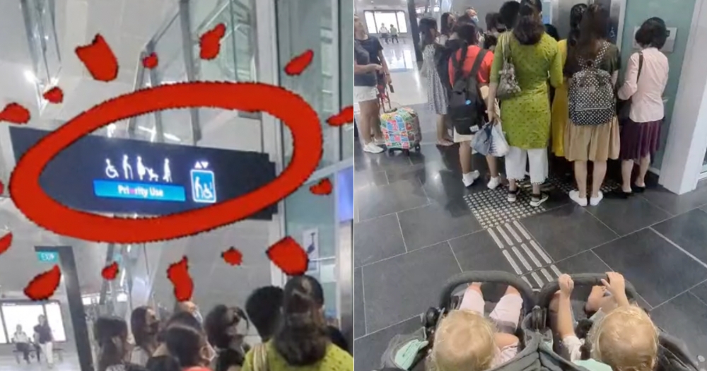 MothershipSG's tweet photo. Russian man with 2 kids in stroller can't get into Caldecott MRT station lift because people https://t.co/6jYID857ok https://t.co/t4VTg7LkYX