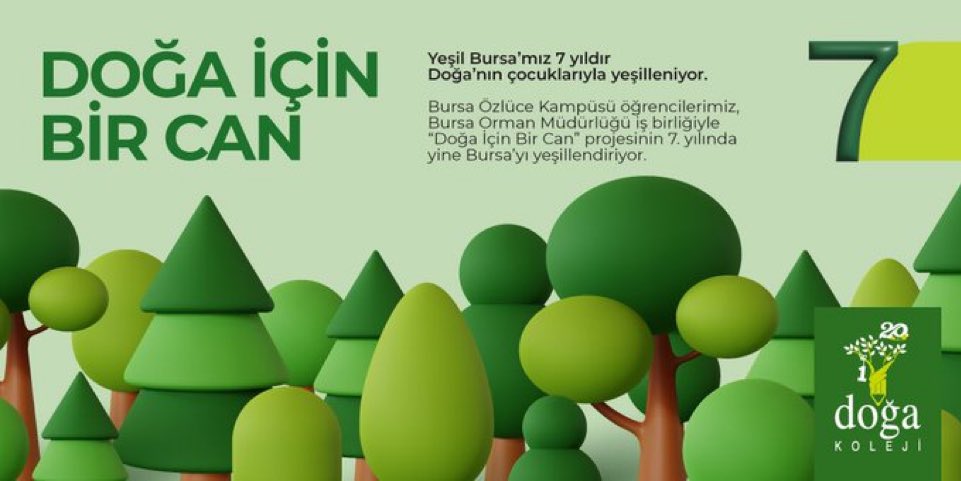 Doğa Koleji Bursa Özlüce Kampüsü ortaokul öğrencilerimiz, Bursa Orman Bölge Müdürlüğü iş birliğiyle düzenlenen “Doğa İçin Bir Can” projesinin 7.sini hayata geçiriyor!
<a href="/ufukkdnz/">Ufuk Deniz</a> <a href="/SelinDogduAydin/">Selin Aydın</a> <a href="/TemurHuseyin/">Hüseyin Temur</a>