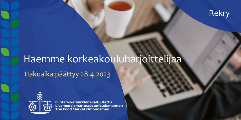 ETMV_toimisto's tweet photo. Korkeakouluharjoittelijaksi elintarvikemarkkinavaltuutetun toimistoon?✨ Etsimme elintarvikemarkkinoista kiinnostunutta korkeakouluopiskelijaa puolen vuoden harjoitteluun, joka alkaa syksyllä 2023.
https://t.co/UZ0IEBav7w
#rekry #elintarvikemarkkinat #etmv https://t.co/kx2x5GyAxh