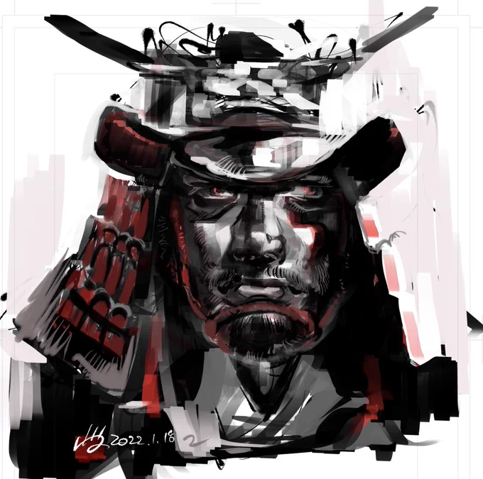 落書き(再掲) #originalart #samurai 