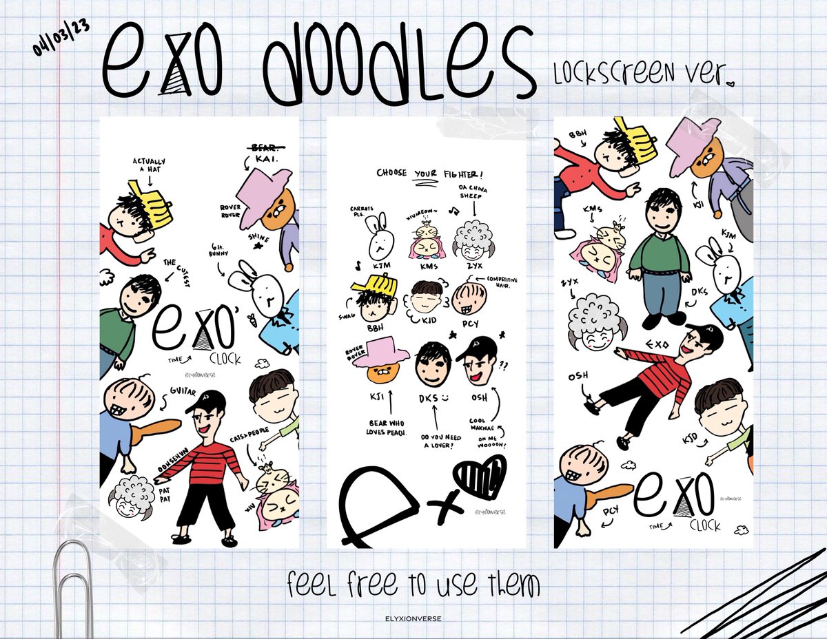 ELYXIONVERSE's tweet photo. ✏️ Doodles by #EXO @weareoneEXO — Lockscreens https://t.co/yqpUwa0c8R