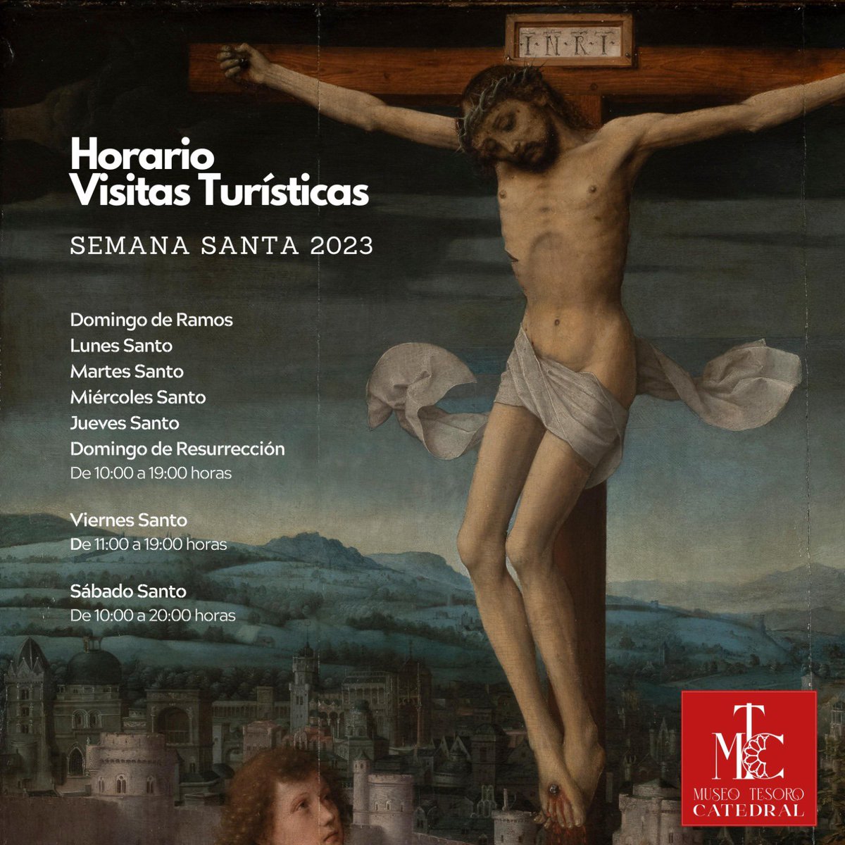 Si nos visitas durante esta #semanasanta2023 estos son nuestros horarios de visitas turísticas durante estos días.
.

If you visit us during this #semanasanta2023 these are our timetables for tourist visits during these days.