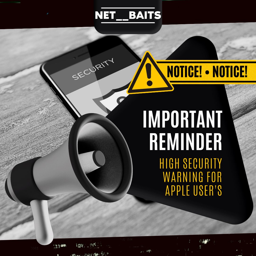 Net_Baits's tweet photo. ⚠️ WARNING ⚠️ .....Indian govt issues high security warning for Apple users, says Mac and Watch users must update immediately....
@Net_Baits
For more information follow the link 

https://t.co/pqEPoNmnj7 https://t.co/wqAJ4wPmHd