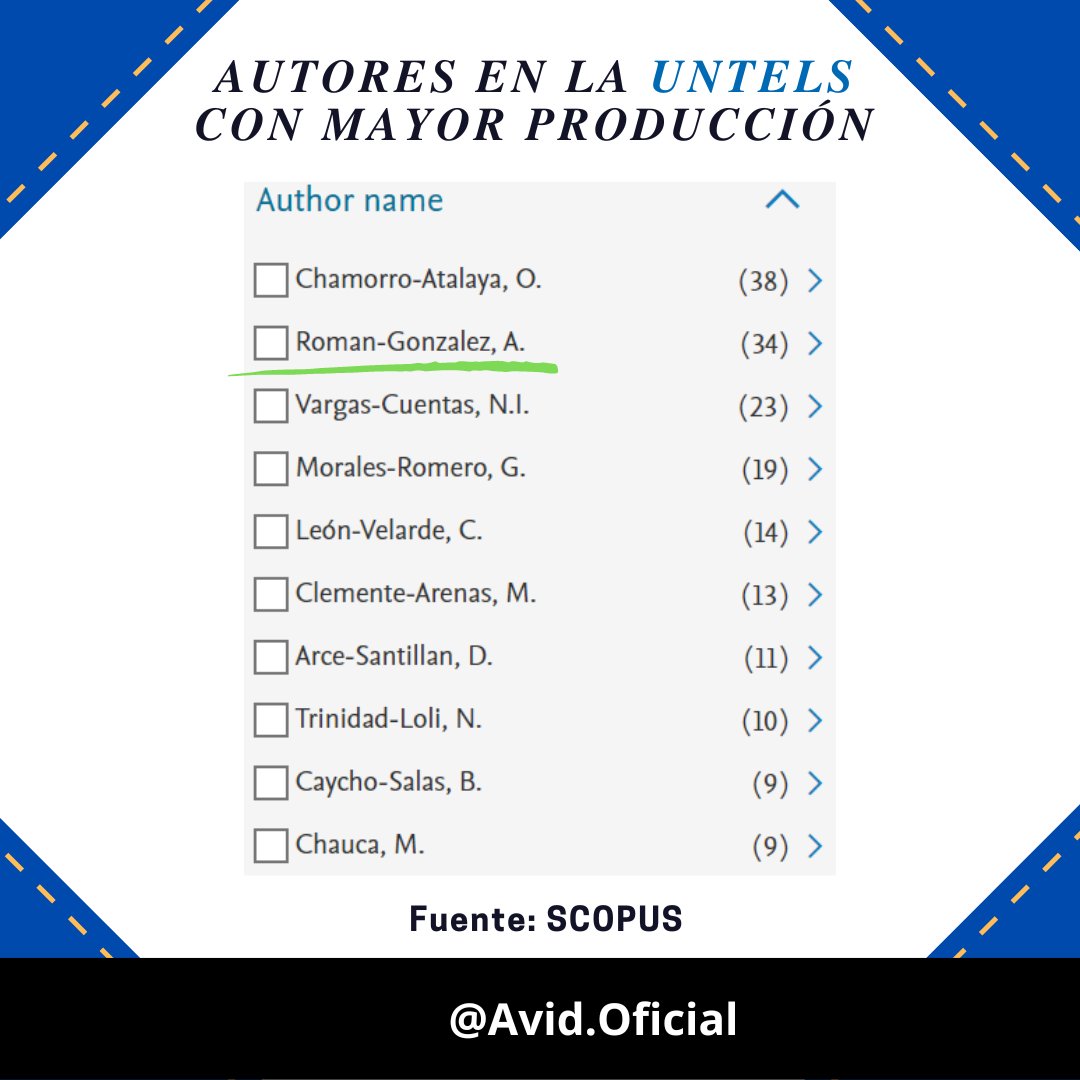 InvestigaAvid's tweet photo. 🏅Con alegría comparto con ustedes el hecho de ser uno de los investigadores con mayor producción científica, según #SCOPUS, de la UNTELS hasta el momento.

Felicitaciones UNTELS. 🎊 https://t.co/VKDjcrzupl