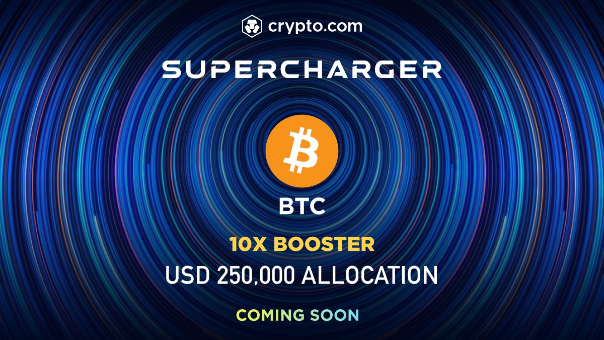 The $BTC supercharger will be live tomorrow! 💰 US$250K 🔒 Stake $CRO to  earn $BTC 📈 Up to 18% p.a. (10x) 888 participants will get a 10x multiplier  NFT ➕ 