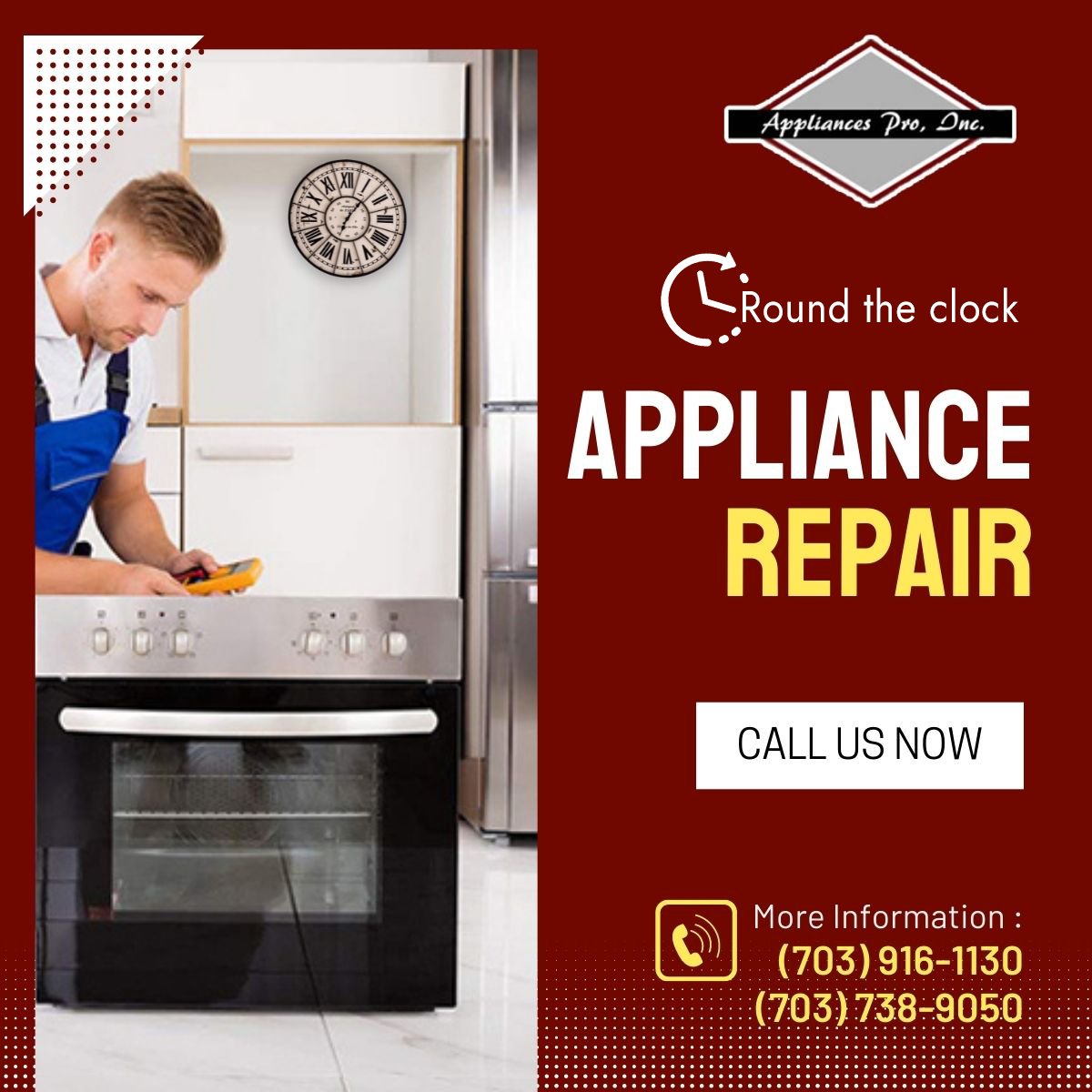 Need a quick fix for your appliances? Look no further! Our expert repair service is here to help

Call : (703) 738-9050
Website: prorepairappliance.com

#appliancerepairs #appliancerepairservices #appliances #Virginia #usa #appliancesproinc #RefrigeratorRepair #Refrigerator