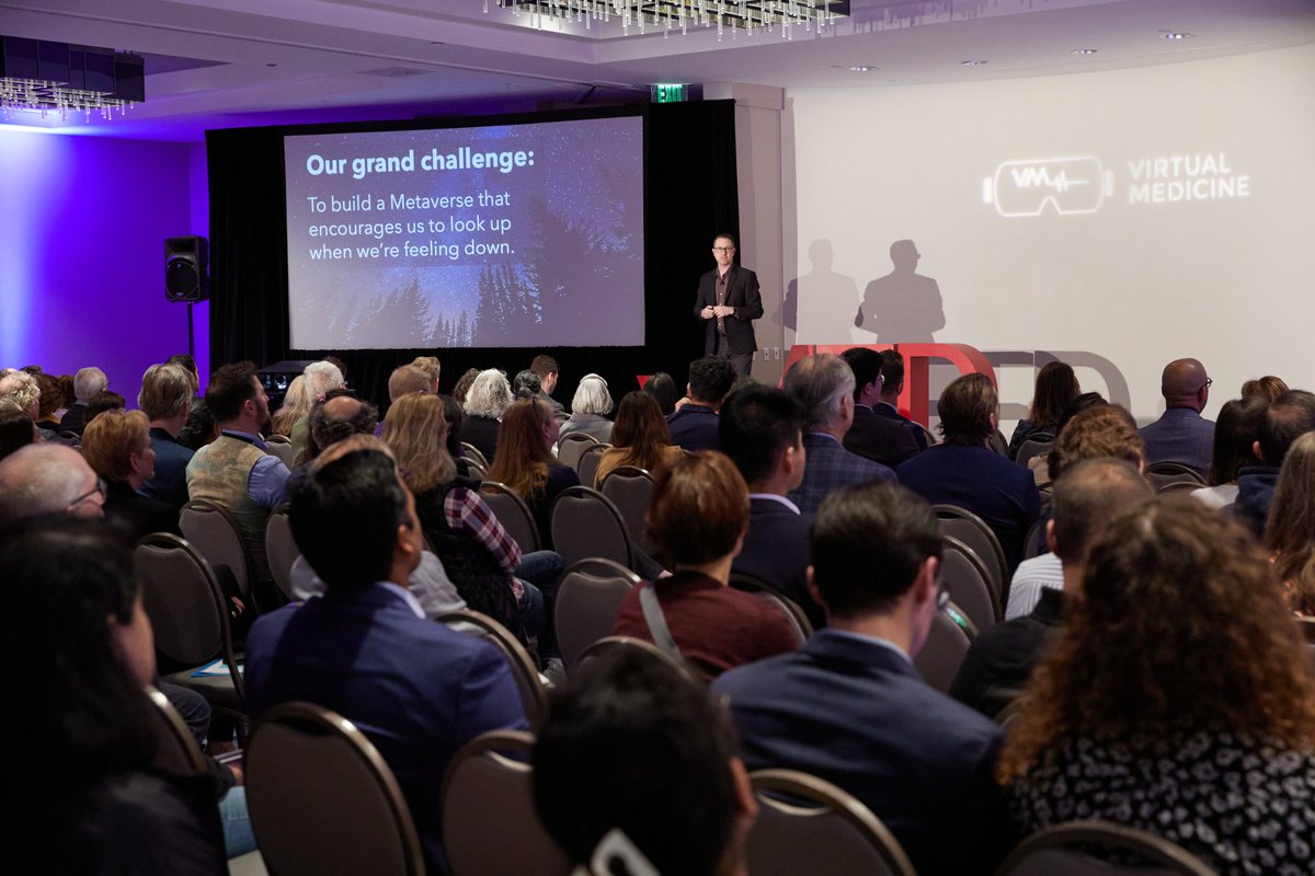 My parting message this year at #vMed23: Although #VR is best known as a platform for gaming and entertainment, our grand challenge in medical #XR is to build a #Metaverse that encourages us to look up when we're feeling down.