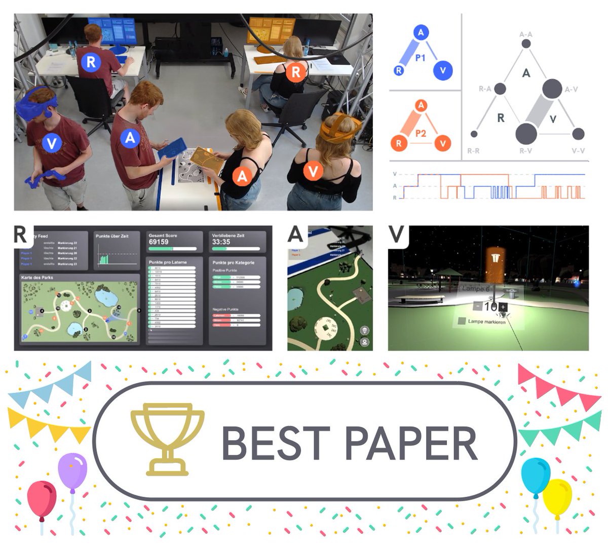 HCI_Schroeder's tweet photo. Super excited that our #CHI2023 paper on Transitional Collaboration in Cross-Reality received a Best Paper Award! Fantastic success for our team of co-authors and the new iDUX research group @UniLuebeck. Join our CHI talk to learn more! https://t.co/at9yvrg2wX #GermanHCI @acm_chi https://t.co/V3F5DG6Hu4