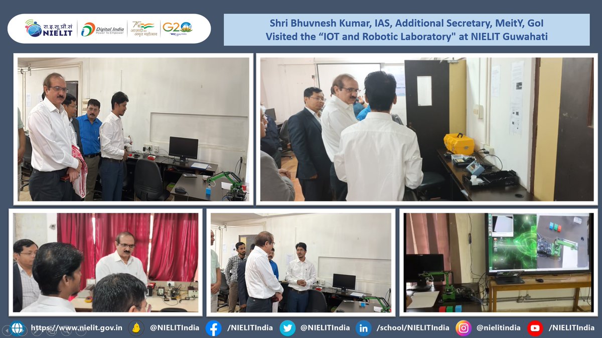 NIELITIndia's tweet photo. Demonstration of newly setup "#IOT and #Robotic Lab" at #NIELIT Guwahati was given
to Shri. Bhuvnesh Kumar, IAS, AS, MeitY. The Lab have facilities of Advanced #NVIDIA Boards like Jetson Xavier AGX Board & Nano Board and #Robotic equipment like #JETMAX robotic Arm, etc. https://t.co/tsvsMunYkX