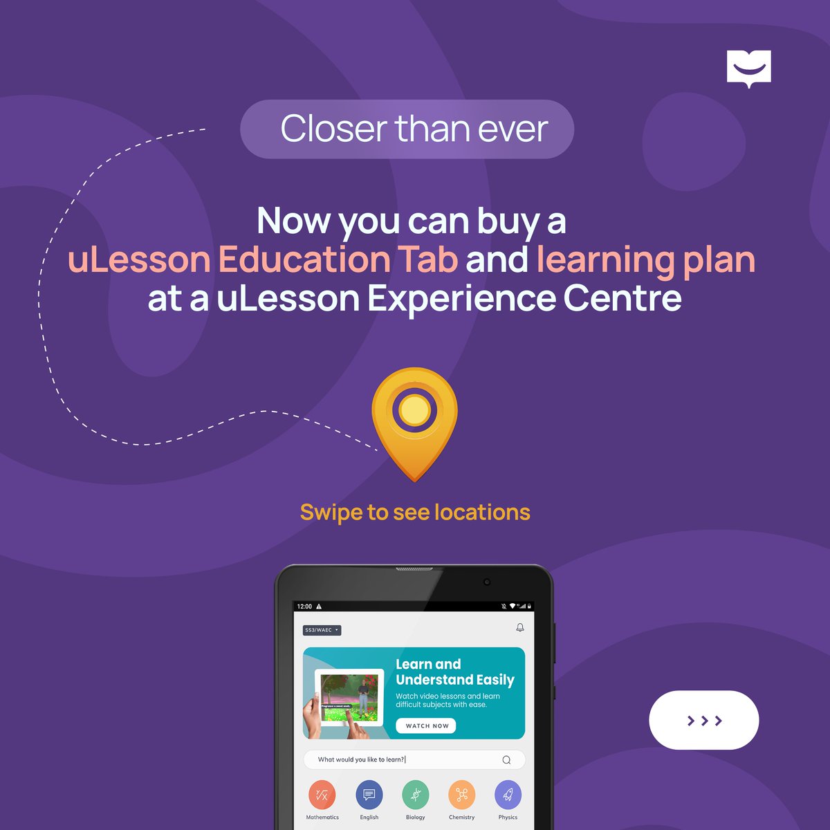 ulessonapp's tweet photo. π£ Exciting news!
You can now purchase a uLesson Education Tab and learning plan from any of our experience centres near youπΊπΎ
#uLesson #LoveLearning #Education #LearningTablet #uLessonStore #EdTech #LearningApp #StudyTool https://t.co/pnkoYmAOvb