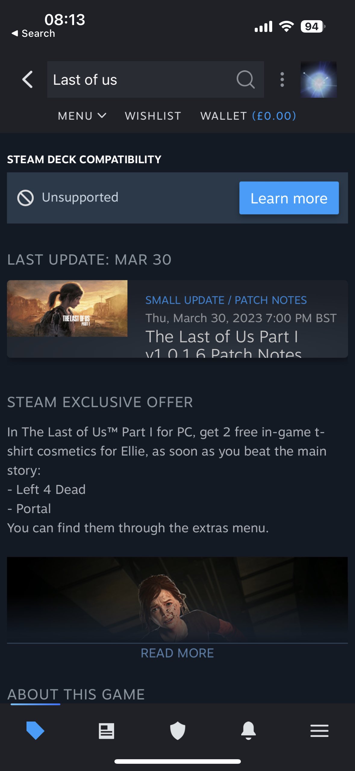 The Last of Us Steam Deck