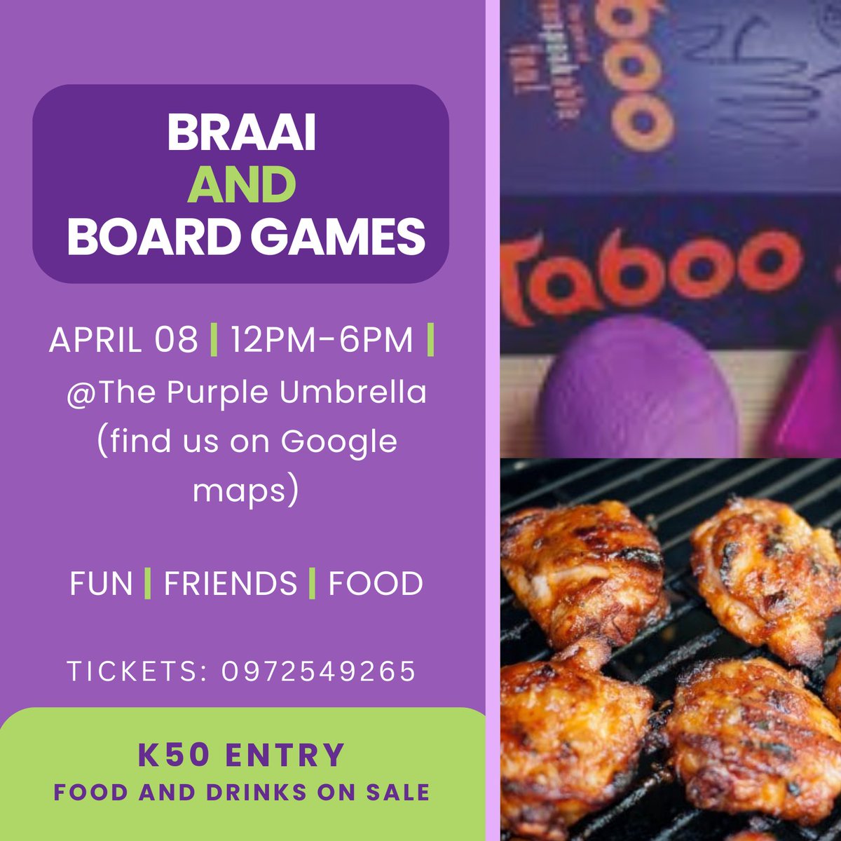prpl_umbrella's tweet photo. Come roll the dice at our Braai and Board Games event. #GameOn #ThePurpleUmbrella
RSVP LINK: https://t.co/4SRjblayqi https://t.co/Gkoho0oPmo
