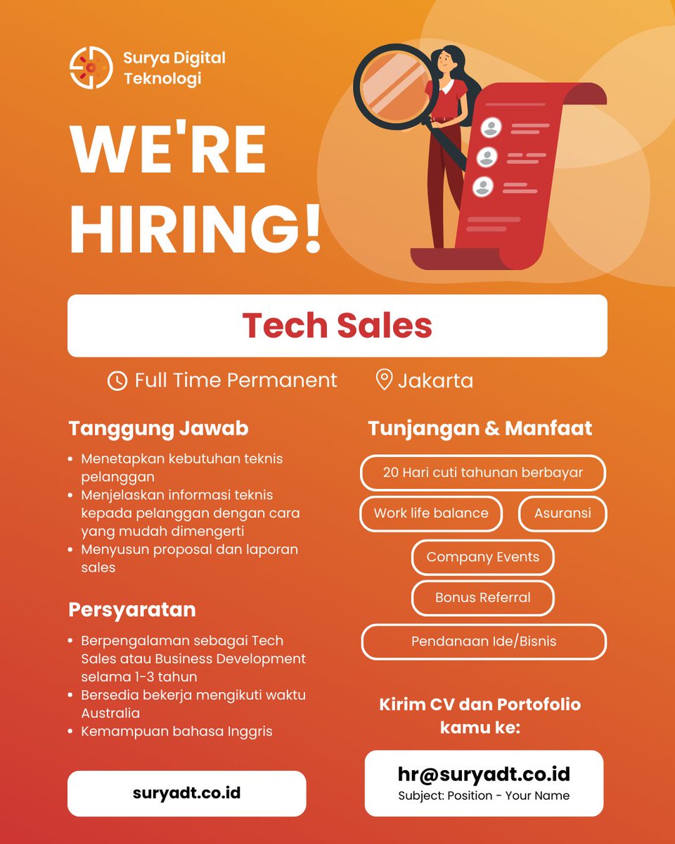 dheanyfff's tweet photo. Hi semua๐ค๐ฅธ
Ada info loker nih, industry di tech ya!
*izin tag ya @hrdbacot @apamungkasa @mas_recruiter @ezash #lokercot #LokerMase #LokerPam #loker #lokerupdate #lokerdeveloper https://t.co/oAfyeTLlar