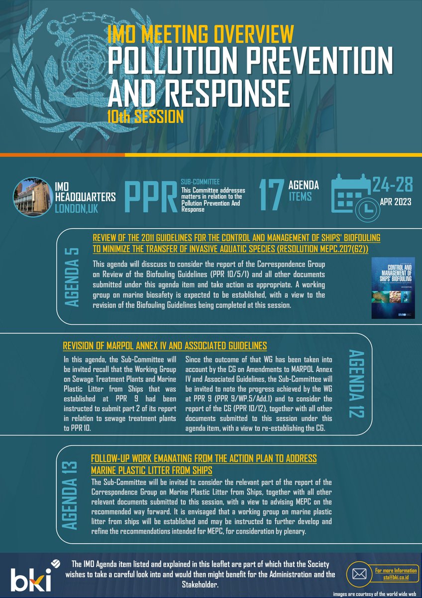 bki_sta's tweet photo. Infografik untuk Sidang IMO Pollution Prevention and Response (PPR) sesi ke 10 yang akan dilaksanakan pada 24 – 28 April 2023, dapat diunduh melalui tautan berikut: https://t.co/6RoLOpjY4w
@BKI_1964 
@BKI_RnD https://t.co/kivBT6eX9l