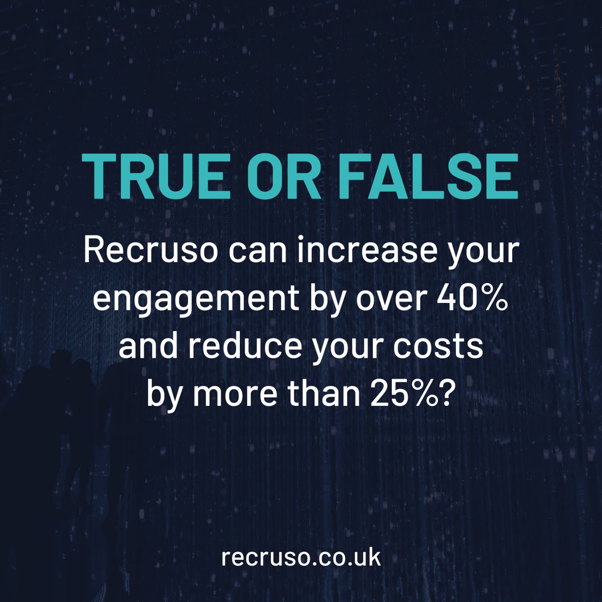 RECRUSO__'s tweet image. True or False

True or false? Recruso can increase your engagement by over 40% and reduce your costs by more than 25%?
Yep, you guessed it... it’s True!
Book your FREE demo online today and see how we can help you 
#IncreaseEngagement #ReduceCosts #Recruso #SaveTimeMakeMoney