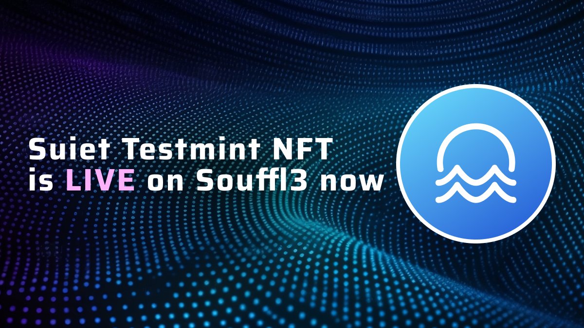 We're thrilled to announce our collaboration with our 1st partner <a href="/suiet_wallet/">Suiet | Sui Wallet</a> on the launch of test mint NFT!🎉 The price is 1 $Sui, with a total quantity of 3k💸Get ready to experience the ultimate in NFT minting with us!🚀
suitestnet.souffl3.com/?utm_medium=tw…