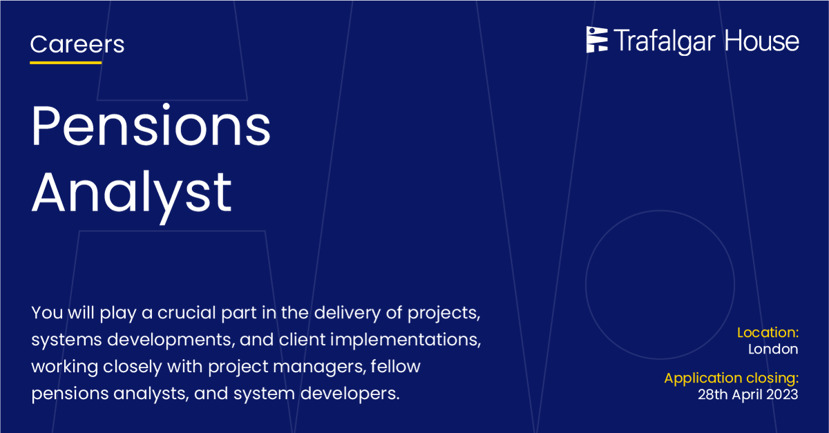 TrafalgarAdmin's tweet image. New exciting opportunity: Pensions Analyst

Are you an experienced Pensions Analyst looking for your next challenge? We have an amazing opportunity for you to join our dynamic team!

trafalgarhouse.co.uk/vacancies/pens…

#jobs #careers #pensions #opportunity