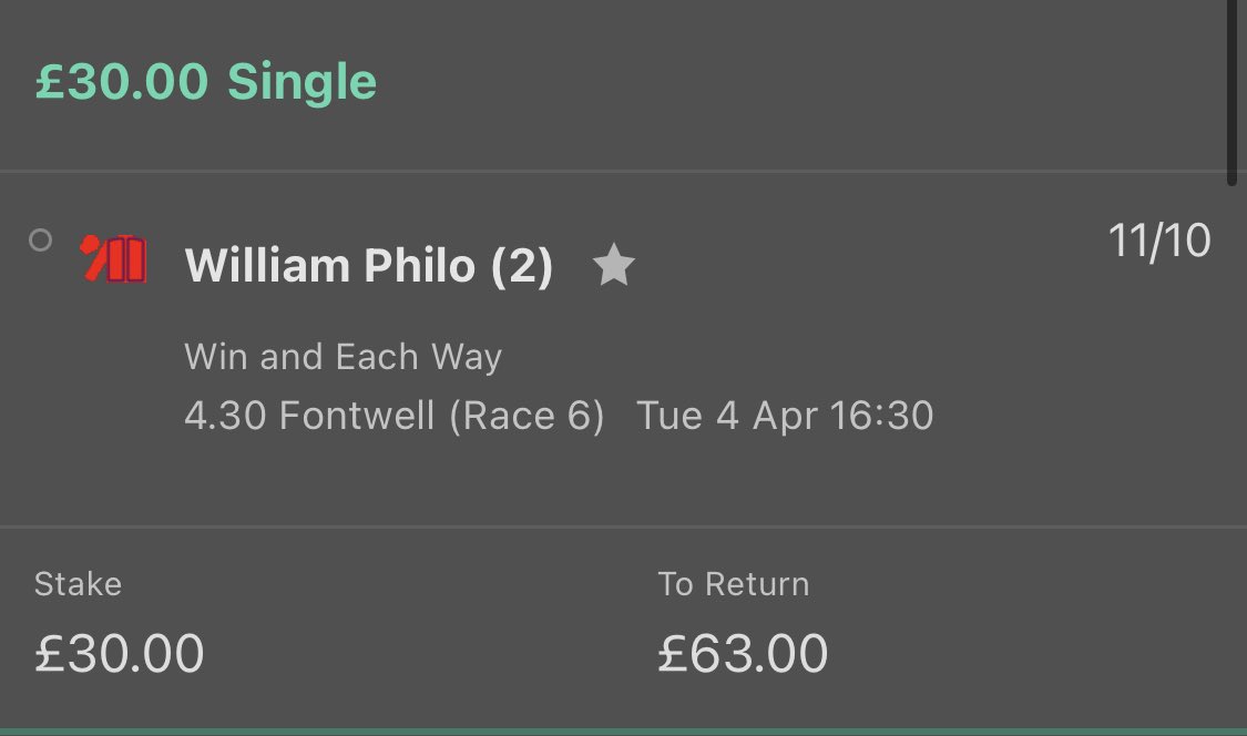 Scott Fawkes Racing (@fawkesracing) on Twitter photo ๐ Tuesdays Racing Giveaway ๐
If WILLIAM PHILO wins the 16:30 at Fontwell today ~ Iโll give 1 lucky person the bet below (ยฃ63) ๐ท
All you have to do is:
1๏ธโฃ Follow <a href="/FawkesRacing/">Scott Fawkes Racing</a>
2๏ธโฃ Retweet this post
Good luck everyone!
#Giveaway #giveaway #HorseRacing #RacingTwitter ๐ Tuesdays Racing Giveaway ๐
If WILLIAM PHILO wins the 16:30 at Fontwell today ~ Iโll give 1 lucky person the bet below (ยฃ63) ๐ท
All you have to do is:
1๏ธโฃ Follow <a href="/FawkesRacing/">Scott Fawkes Racing</a>
2๏ธโฃ Retweet this post
Good luck everyone!
#Giveaway #giveaway #HorseRacing #RacingTwitter