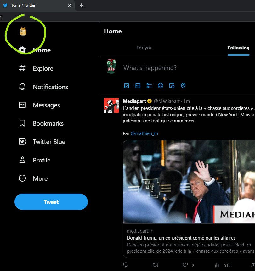 A wild #DOGE appeared this morning on my <a href="/twitter/">Twitter</a> UI ?! <a href="/elonmusk/">Elon Musk</a> ? Do nothing at the moment. 🤔 #TwitterDoge