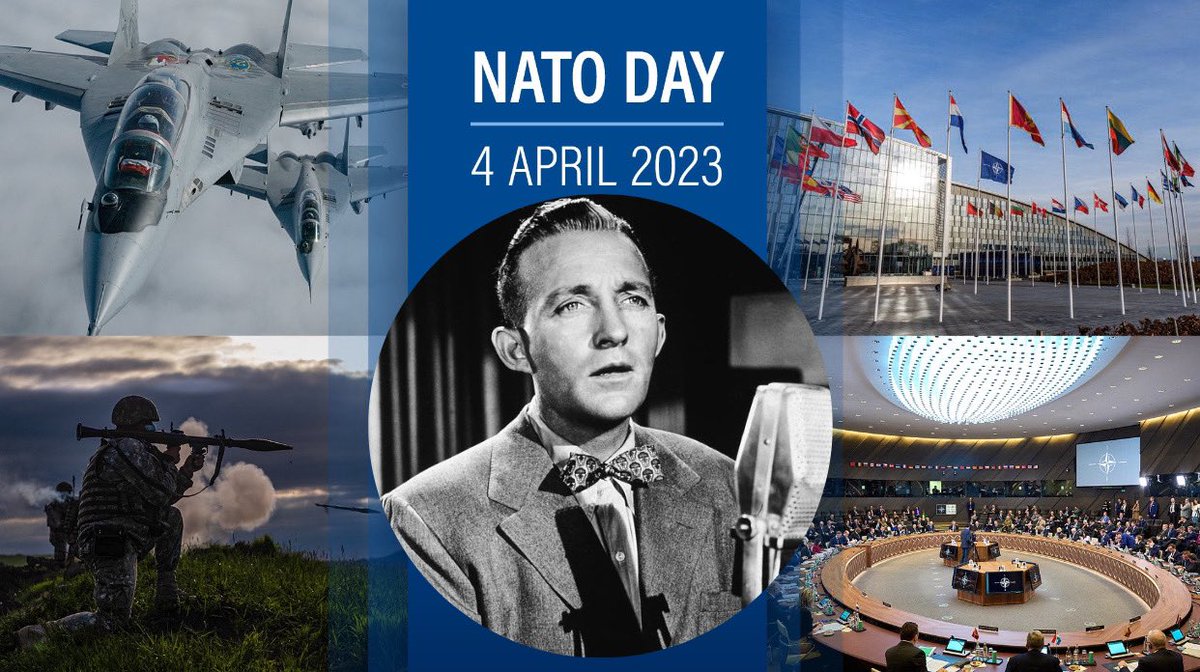 ol_kalinichenko's tweet photo. 🎇 Today NATO celebrates its 7️⃣4️⃣-th anniversary

🎙️ One of the most unique products is NATO song by Bing Crosby, created for the 10th anniversary of the Alliance in 1959. ⤵️ 

https://t.co/x7gLCM9yYf https://t.co/k29dMlLsIT