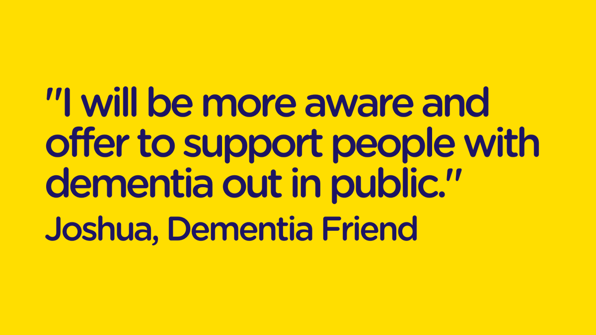 DementiaFriends's tweet photo. Thank you Joshua! By looking for opportunities to provide support to those who might need it, we can help those with dementia feel more confident when out and about.

Learn about the actions you can take to support people living with dementia: https://t.co/xBZ2didpS1 https://t.co/neo2vesTzH